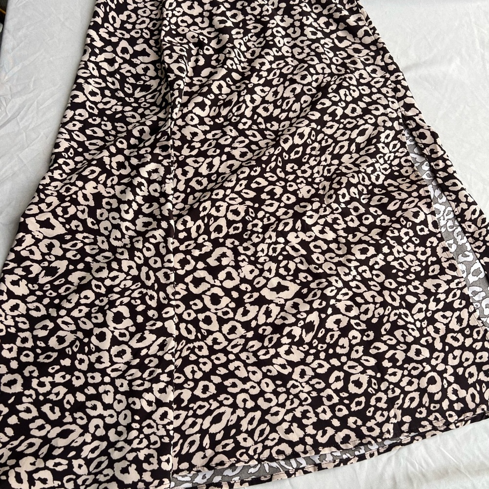 SHEIN Animal Print Skirt in Brown and Cream